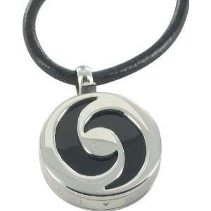  Stanless Steel Yin Yang Pendant & Black Leather Necklace Jewelry