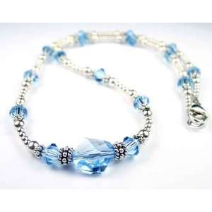   Necklaces w/ Aquamarine Birthstone Crystals, Beaded, Handmade