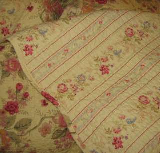 PINK Cabbage ROSES on PALE YELLOW Cotton PREWASHED Full/Queen QUILT 