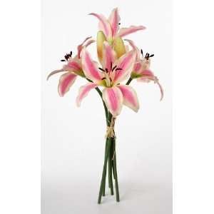  Mini Imitation Silk Variegated Pink Tiger Lily Bouquets  3 