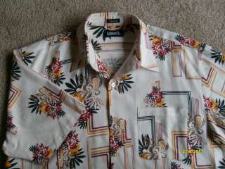   ASHWORTH GOLF Button Front Hawaiian Camp Shirt Rayon / Polyeter  