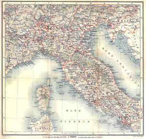 ANTIQUE MAP North and Central ITALY. 1909  