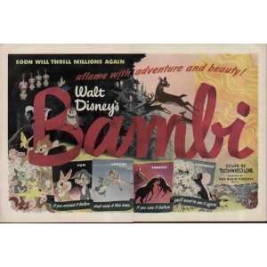 1948 Movie Ad, Walt Disneys BAMBI , A0899. **THIS IS AN AD / POSTER 