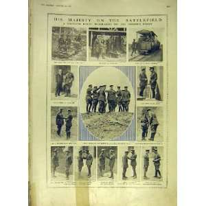  Battle Field Royal Visit Soldiers Ww1 Old Print 1918