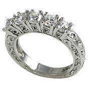 00 CTW ROUND 5 STONE ANTIQUE STYLE WEDDING/ANNIVERSARY BAND SOLID 