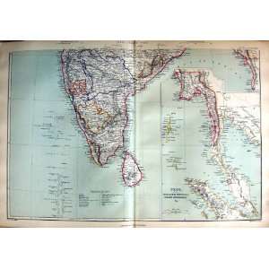  1872 Map India Ceylon Pegu Tenasserim Andaman Siam Gulf 