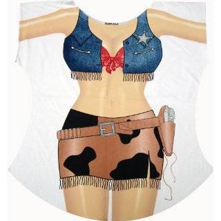 Cowgirl Bikini Cover up T shirt Ladys Fun Wear