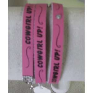   5436 Pink Leather Wrap Around Bracelet Cowgirl Up 