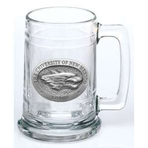  University of New Mexico Lobos Glass Stein (Beverage Mug) 15 oz 