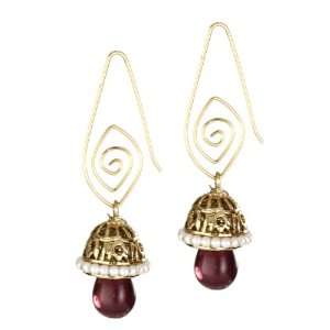   Jhumka/earrings with Pearls and Purple Beads   SHJ 