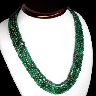 SUPERB AAA 4 STRAND ROUND 397.00 CARAT NATURAL GREEN EMERALD BEADS 