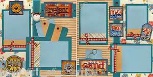   VACATION TRAVEL SAND ~ 2 premade scrapbook pages 12x12 BY CHERRY