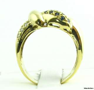 Chunky Genuine VS Diamond & Sapphire Buckle Womens Vintage Ring   18k 