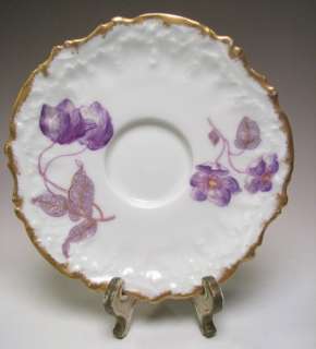 Antique A.K Limoges 4 Pc. Set   HP Lavender, Purple & Gold Flowers 