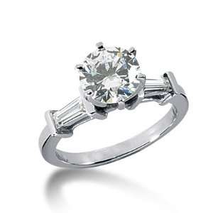 0.95 Ct Diamond Engagement Ring Baguette Channel Accent 