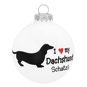  Personalized I ♥ My Dachshund Glass Ornament