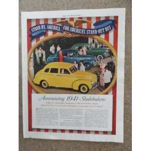 Vintage 40s full page print ad. (yellow car,blue car,green car, show 