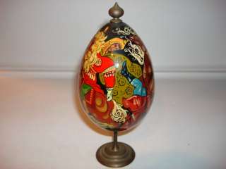 RUSSIAN LACQUER WOOD EGG OIL PAINT SOLDIERS HORSE WOW  