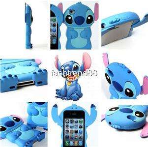   3D Stitch Movable Ear Flip Hard Case Cover for iPhone 4G 4S Blue&Pink