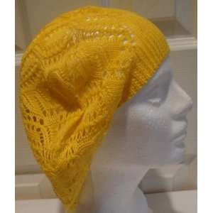 Tanday Floppy Crocheted Knitted Hat Beret For Toddlers Girls Yellow 