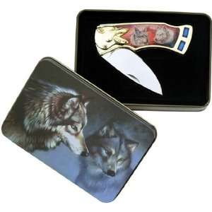  Wolf Jewel Collectable Pocket Knife with Display Tin 