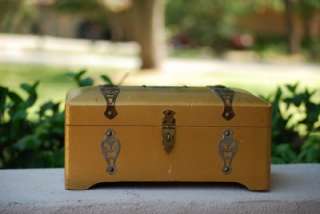 Vintage McGraw Box Co Gold Painted Jewelry Chest Box  