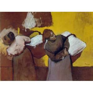  Oil Painting Laundresses Carrying Linen in Town Edgar 