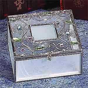    Crystal Clear Floral Design Glass Jewelry Box