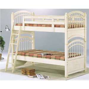  Solid Wood Bunk Bed in Antique Beige Finish