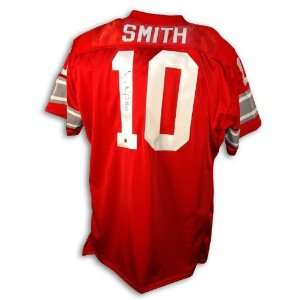  Autographed Troy Smith Ohio State Red Throwback Jersey 
