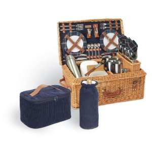 Exclusive By Picnic Time Windsor   English Style Willow Basket Navy 