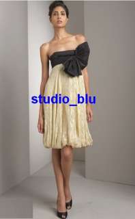 MARCHESA NOTTE Gold Silk Brocade Bow Bubble Dress 4 or 6  