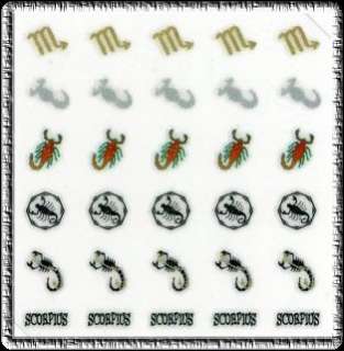 30 ZODIAC Sign SCORPIO Nail Art DECAL Stickers  