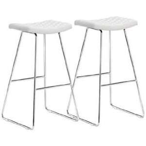   Set of 2 Zuo Crescent White 31 High Bar Stools