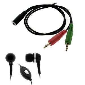 GTMax 3.5mm Soft Gel Microphone Headset + Headset to PC adapter for 