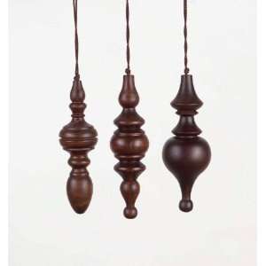  Pack of 12 Eco Country Wooden Finial Christmas Ornaments 9 