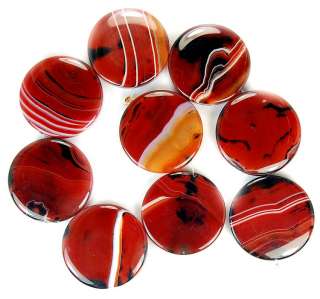 38mm Red Dream Striated Agate Coin Beads 9pcs  