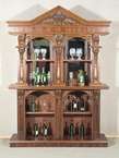 6Ft French Inlaid Mahogany Home Pub Wine Bar w/ Marbletop & Marquetry 