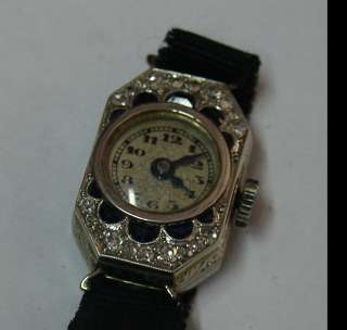 Nice Art Deco gold 750 w/ stones working Lady watch  