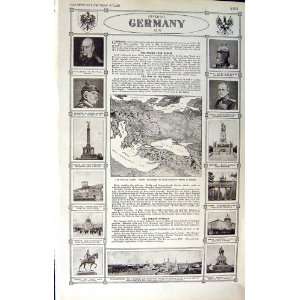  MAP 1922 IMPERIAL GERMANY WORLD BERLIN BISMARCK WILLIAM 