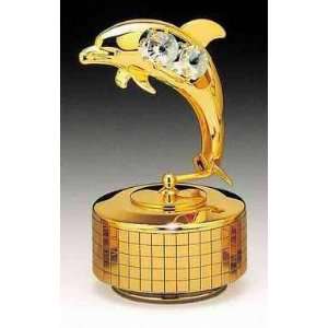    Dolphin 24k Gold Plated Swarovski Crystal Music Box