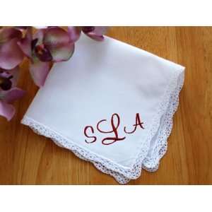    Monogrammed Wedding Hankie w/ 3 Initials   Font C