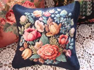 Gorgeous Wool Needlepoint Cushion Pillow 3pc set 74  