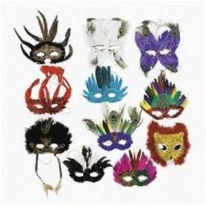  Deluxe Feather Mask Assortment (1 dozen)   Bulk [Toy 