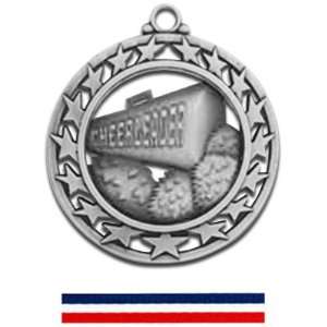  Cheerleading Stars Medals M 440CH SILVER MEDAL / RED WHITE 