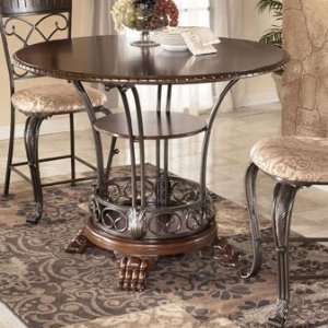  Counter Height Table by Ashley   Bronze & Dark Brown (D345 