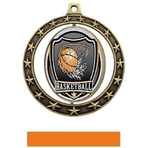  Basketball Spinner Shield Medal M 7701 GOLD MEDAL / ORANGE 