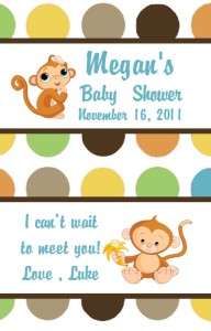 108 Personalized Baby Shower Monkey Miniature Wrappers  