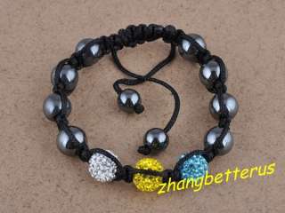   Rhinestone Pave Disco Bead Handmade Love Bracelet Bangle Xmas Gift