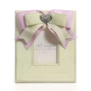   Ab Designs   Green Chloe Picture Frame With Lilac & Green Ribbon Baby